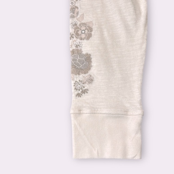 Aventura Organic Cotton Embroidered Sleeve One Button Jacket Top Beige Size XL - Picture 8 of 11